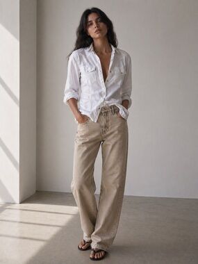 Stateside White Western Shirt with Silver Snap Buttons